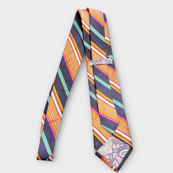 TED BAKER Spring Striped Multicolor Men's Silk Tie - Picture 4 of 5